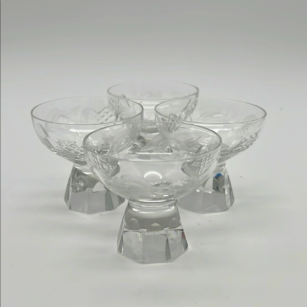 Nachtmann Andernach, Coupe Cordial Glass Etch Flower/Roses, Octagonal (Set of 4)